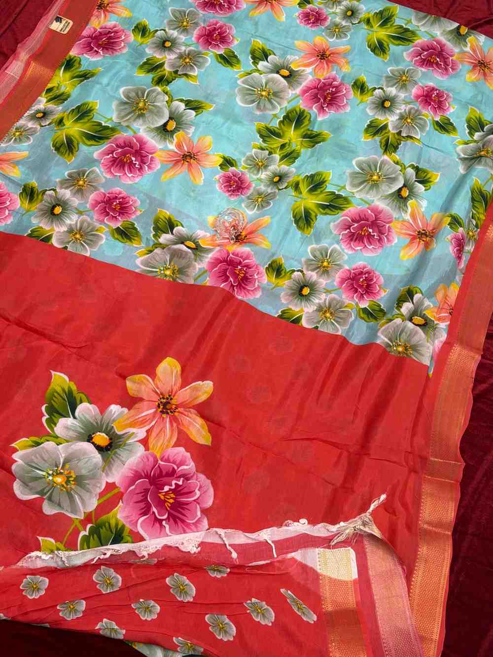 Mangalagiri Digital Print Pattu Saree
