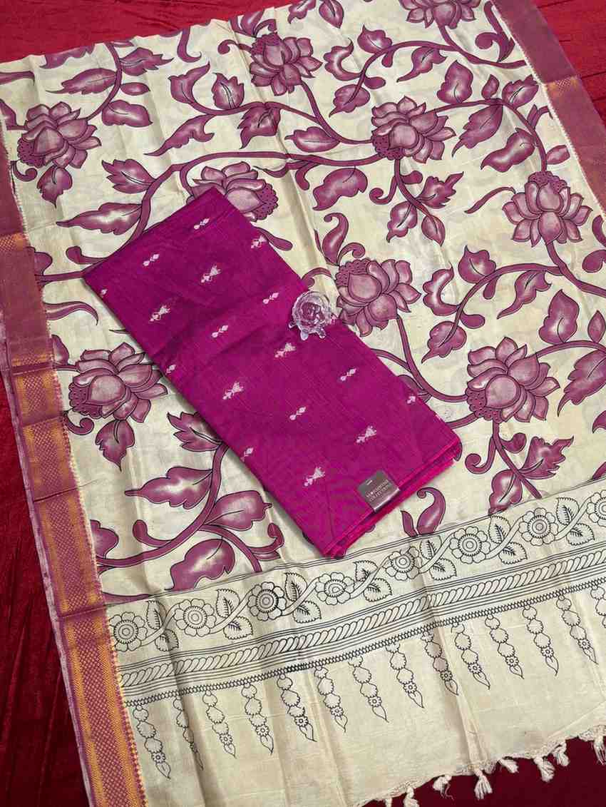 Rawsilk Kalamkari(Flower)