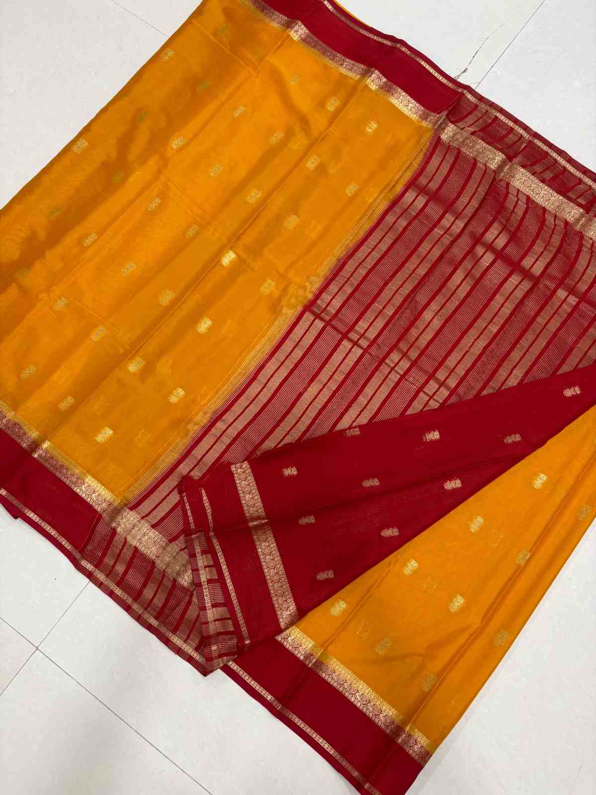Mustard Yellow with Red Border
