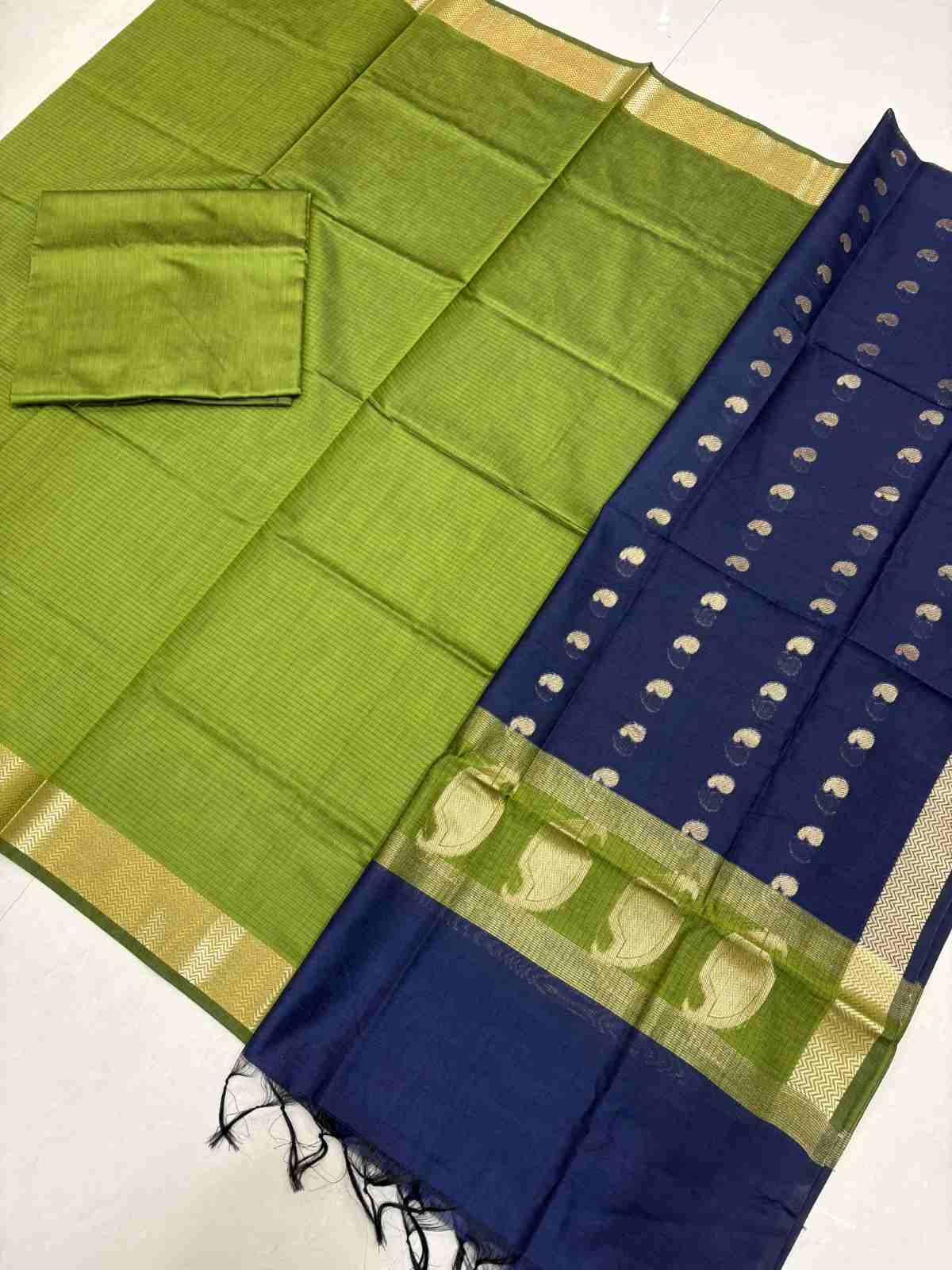 Green with navy blue