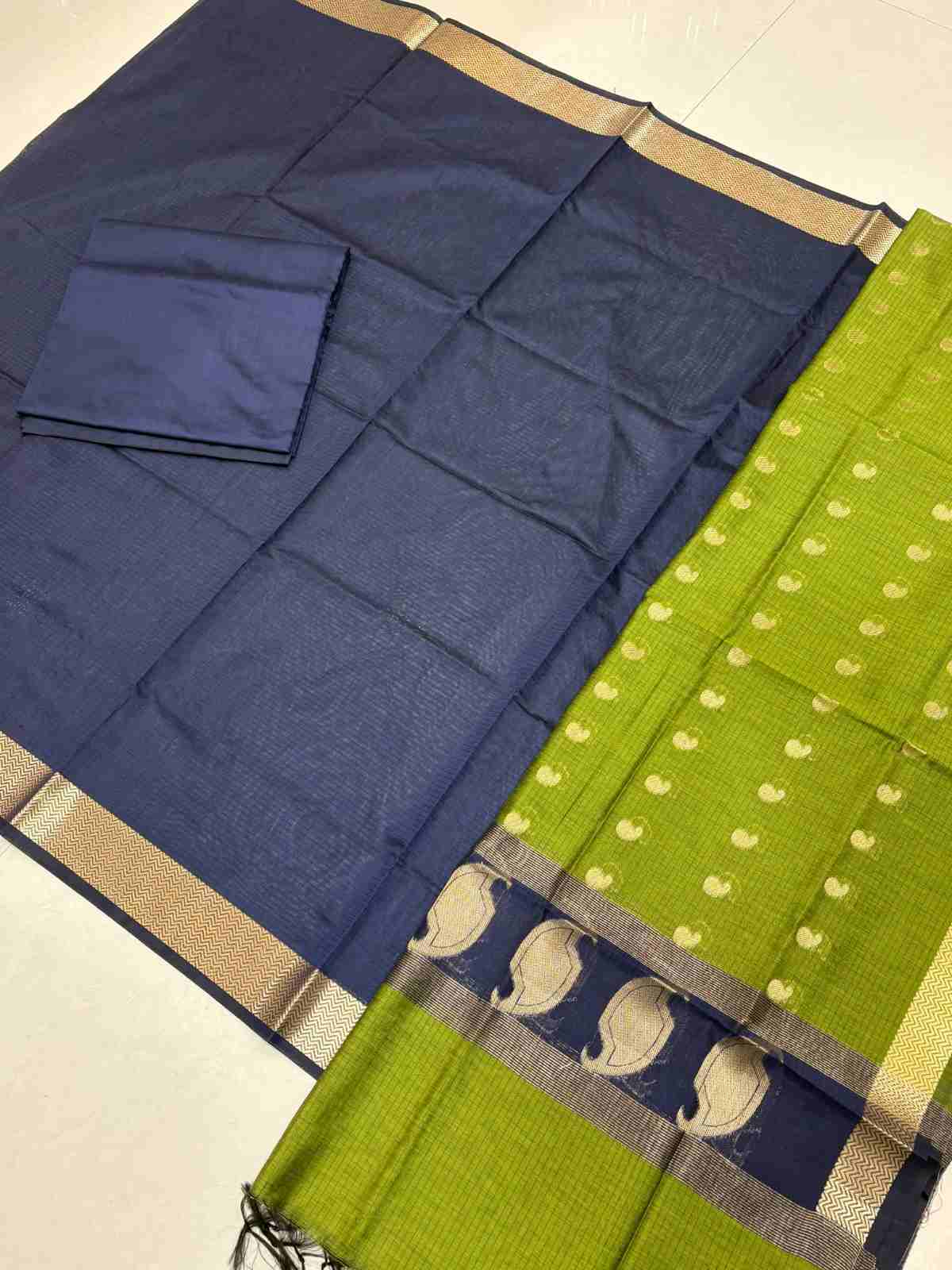 Navy blue and green