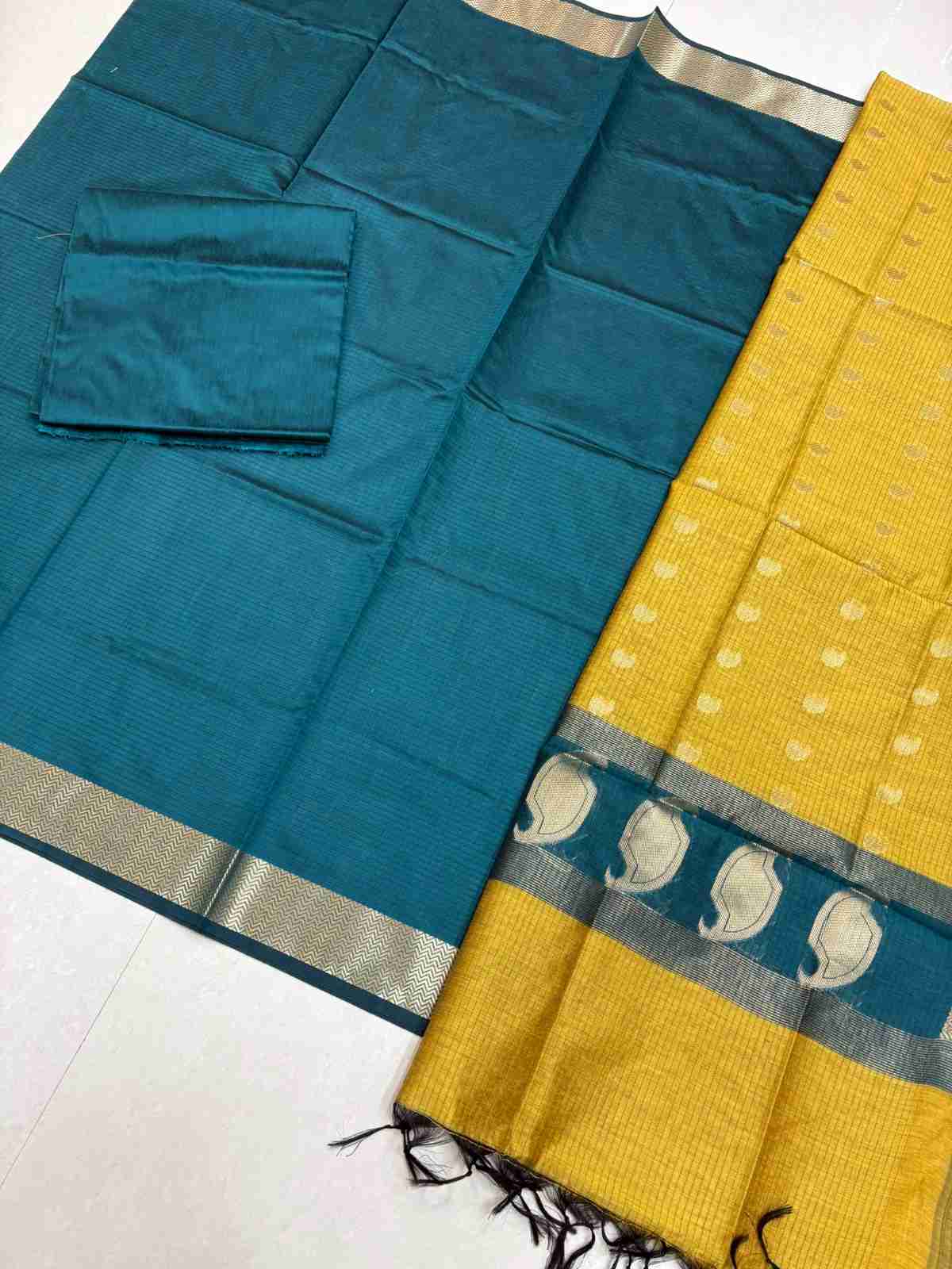 Peacock green and mustard yellow