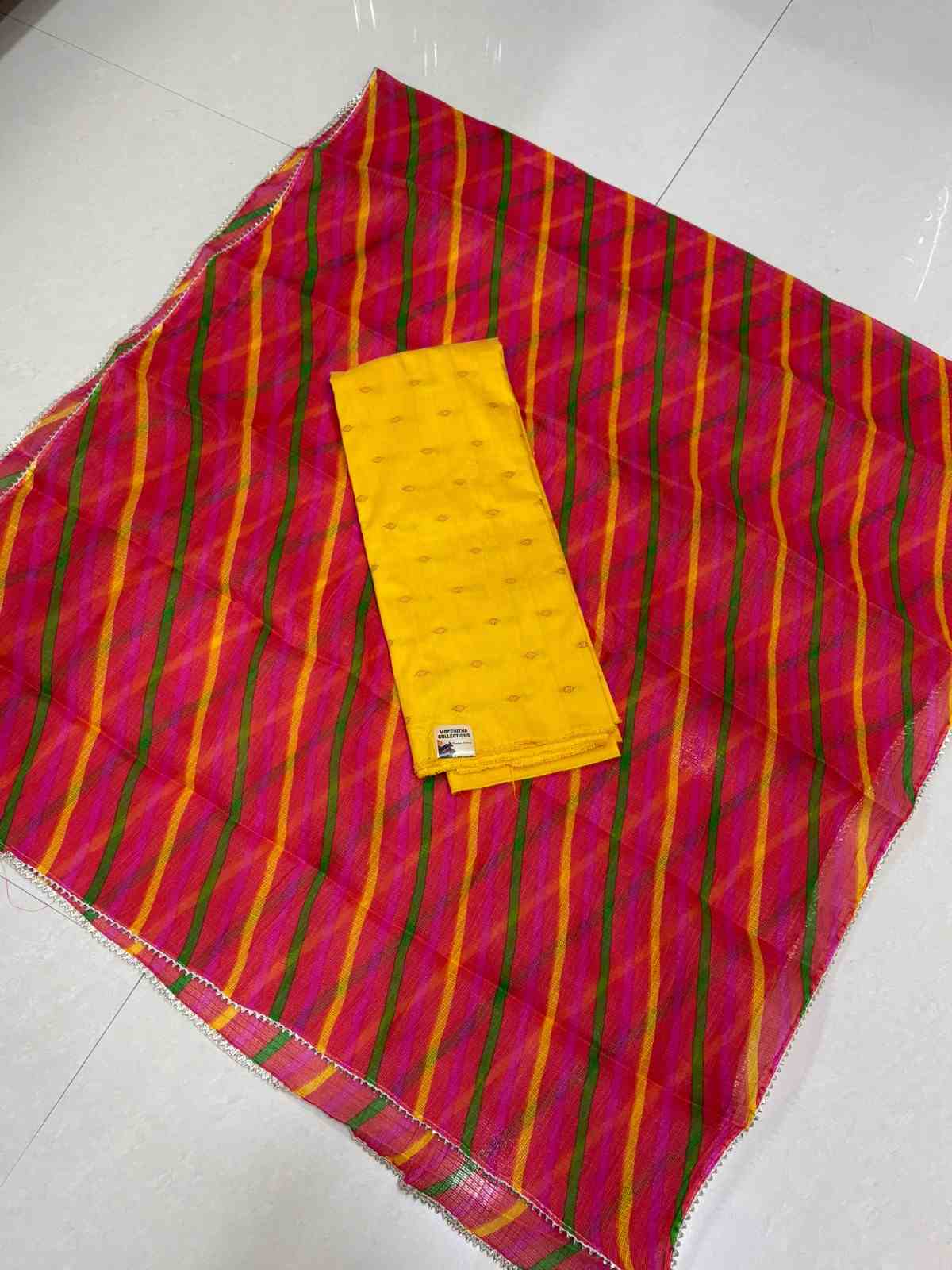 Kota Doria with soft raw silk 