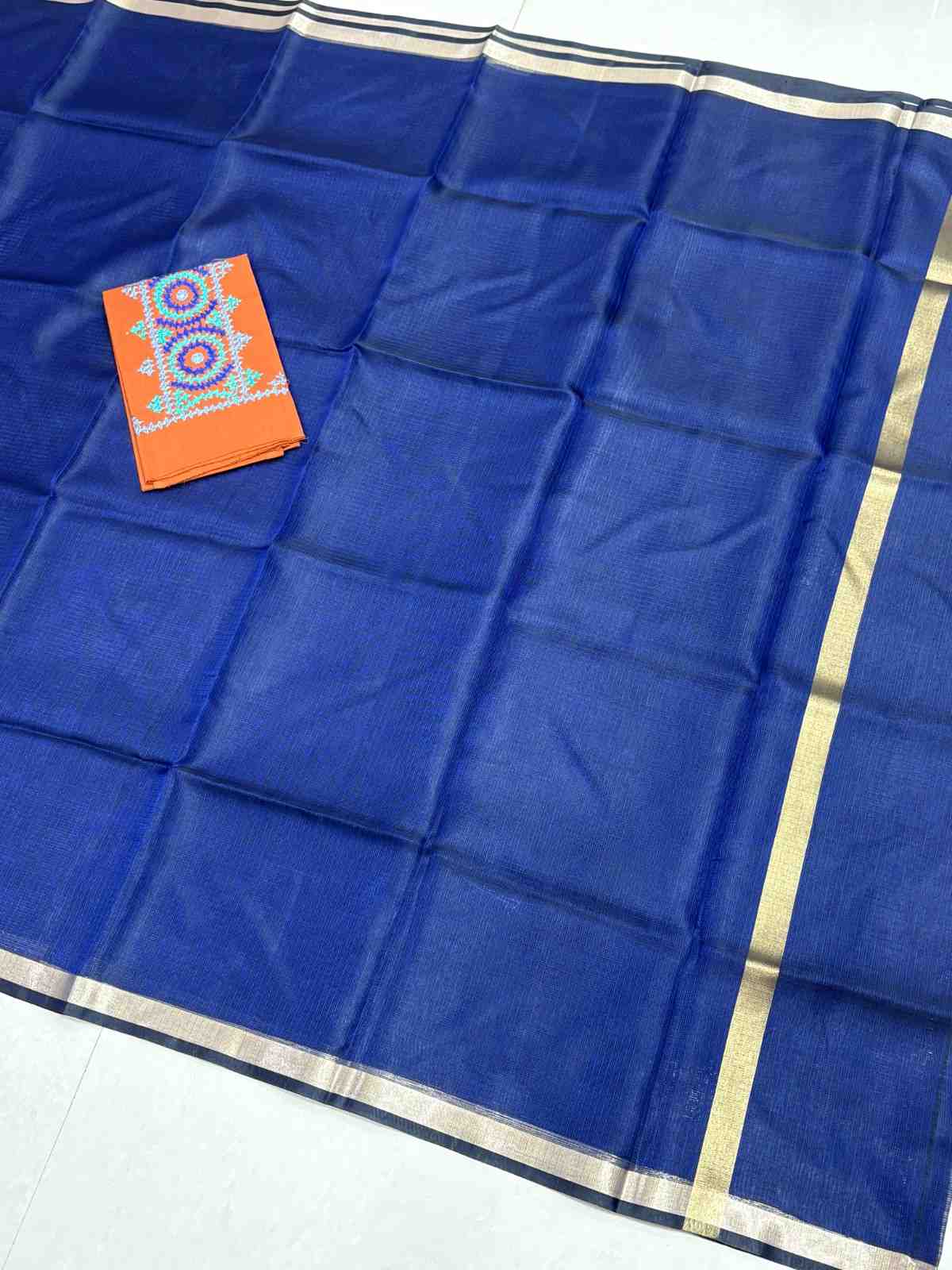 Plain silk kota sarees with handwork blouse