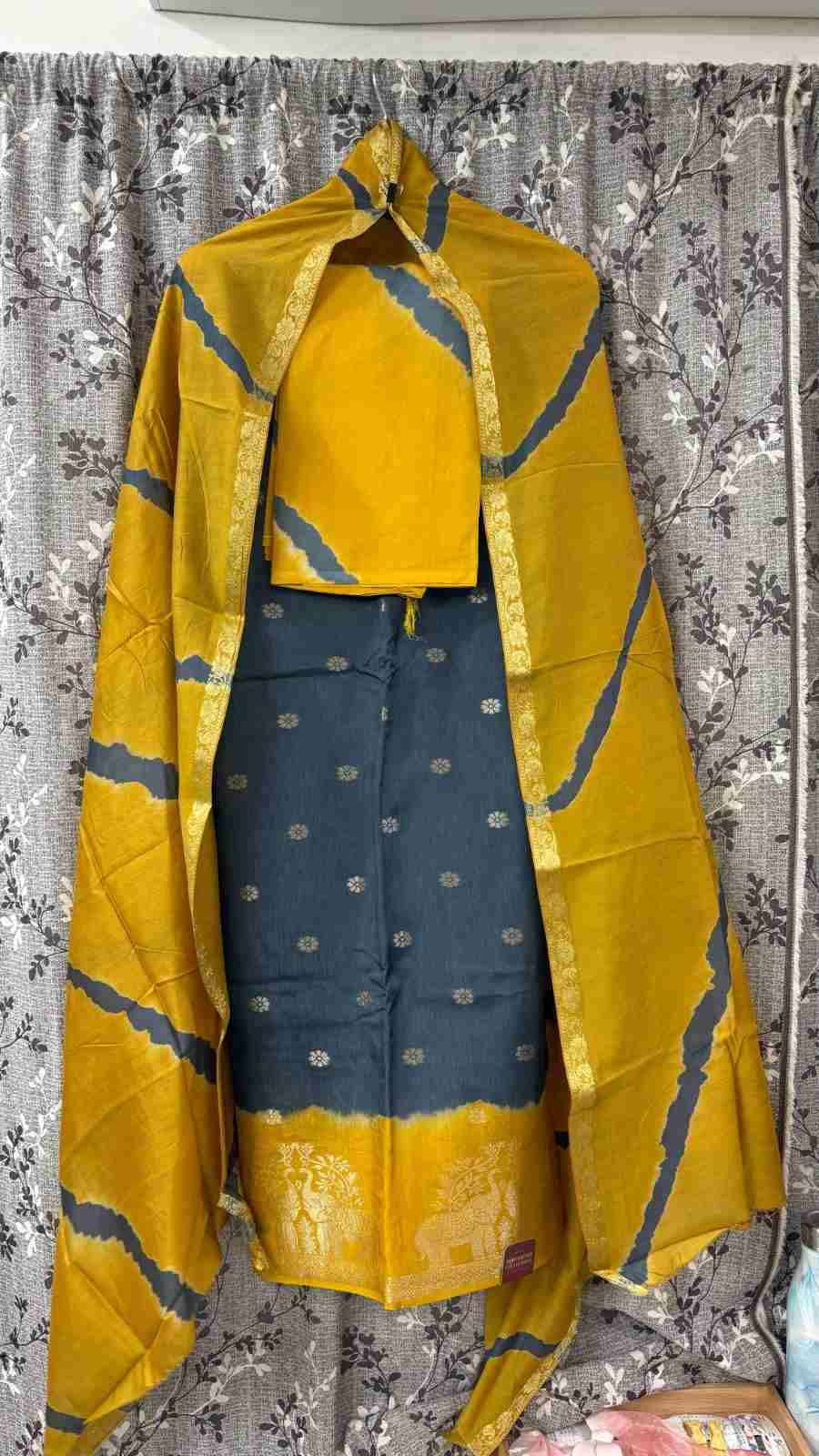 Grey and mustard yellow