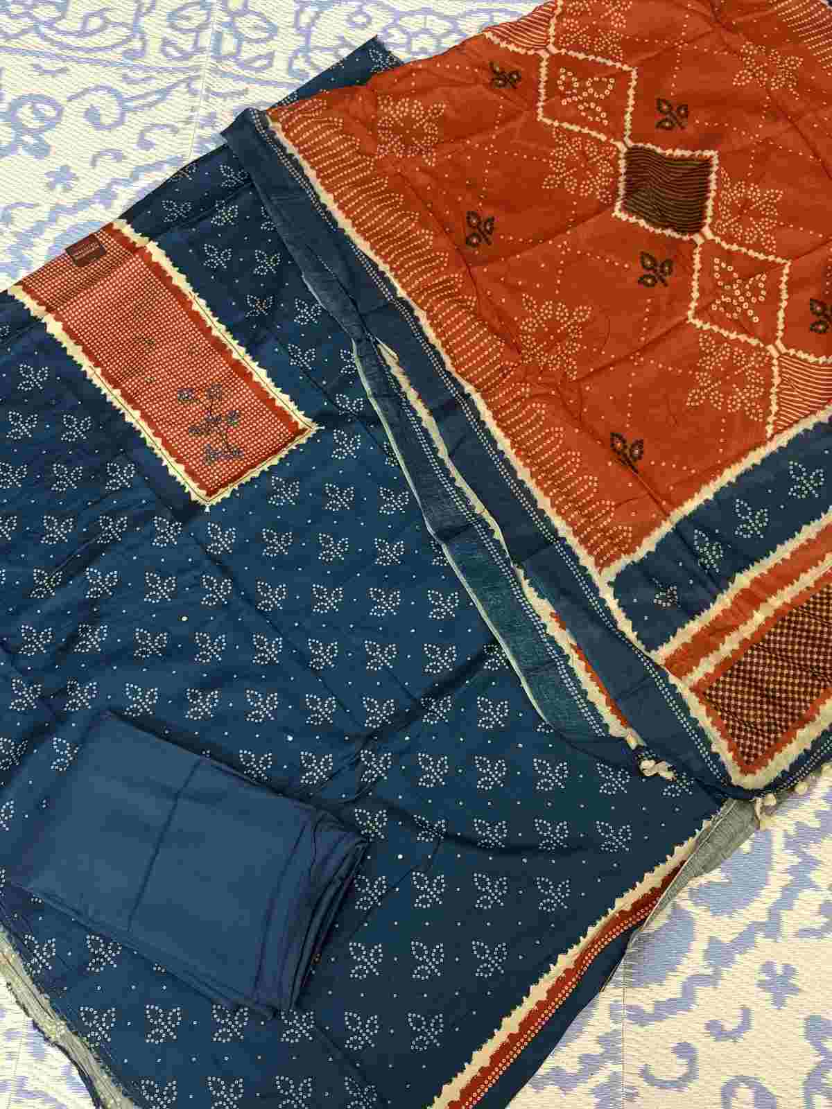 Ink blue and rust orange 